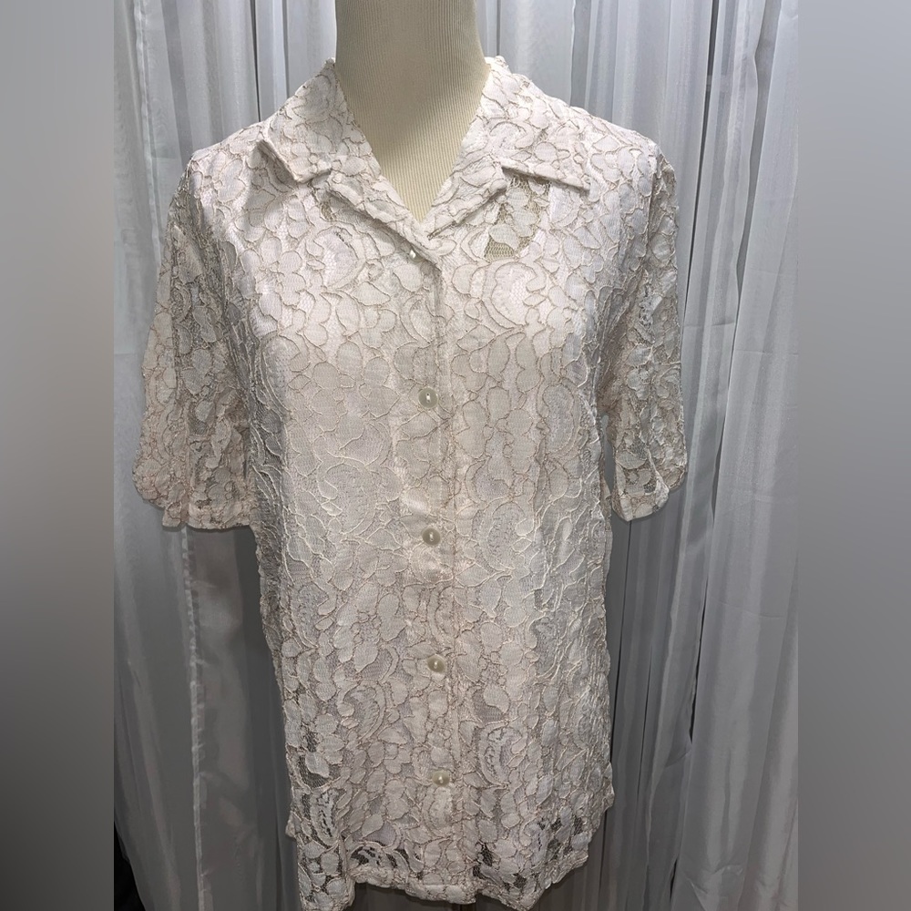 Vintage Lacy Collared Blouse by HABAND NWOT